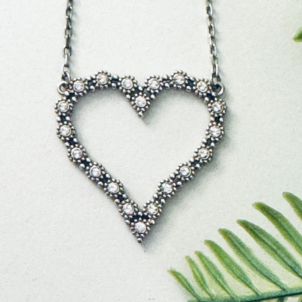 BRIGHTON Twinkle Silver Heart Crystals Necklace - Picture 4 of 12